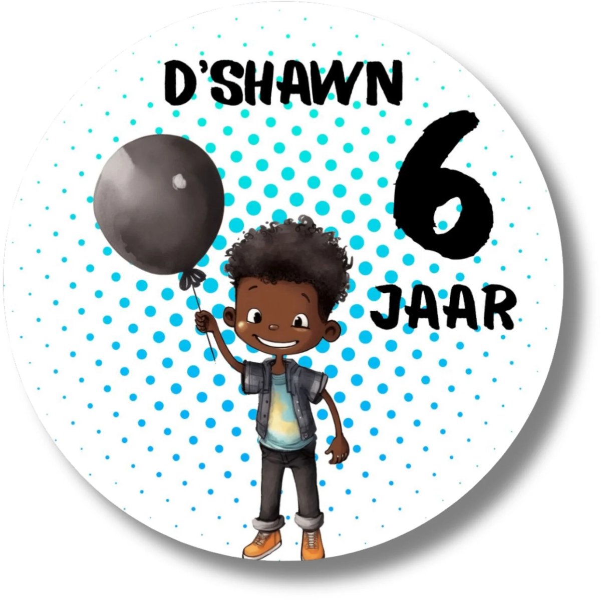 Verjaardagsstickers Jongen met Naam en Leeftijd | 20 Traktatie Stickers